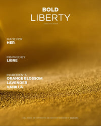 Bold Liberty For Her perfume bottle with elegant design, showcasing the fragrance's sophisticated packaging.