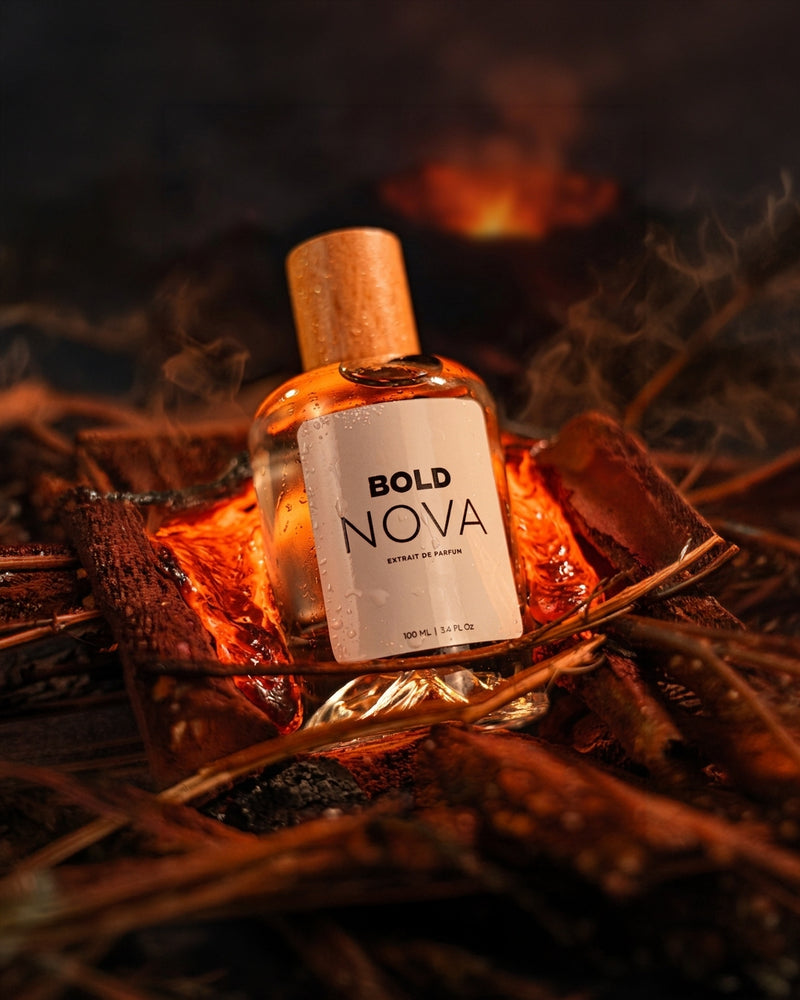 Bold Nova for Him fragrance bottle, sleek design with a modern look, displayed on a neutral background.