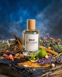 Bold Storm for Him fragrance bottle with sleek design, showcasing the men's cologne in a modern, stylish bottle.