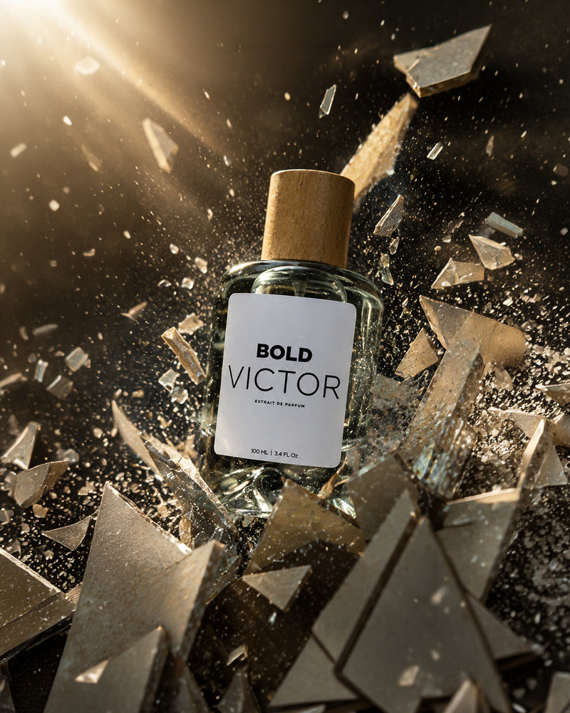 Bold Victor for Him men's fragrance bottle, sleek design and branding visible in the image.