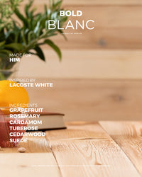 Bold Blanc For Him men's fragrance bottle with sleek design, showcasing the distinctive white label and modern styling.